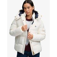 Superdry Womens Premium Ripstop Water-Repellent Puffer Jacket - Off White