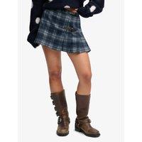 Superdry Womens Ath Ess Check Slim Fit Pleated Skirt - Navy