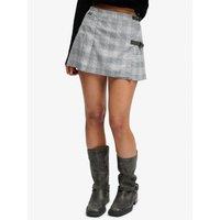 Superdry Womens Athletic Essentials Check Pleated Slim Fit Skirt - Grey