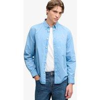 Superdry Mens Garment Dyed Organic Cotton Twill Long Sleeve Shirt - Blue