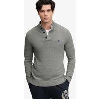 Superdry Mens Cotton Button Henley Jumper - Grey