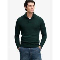 Superdry Mens Cotton Button Henley Jumper - Green