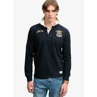 Superdry Mens Double Emblem Relaxed Fit Rugby Polo Shirt - Navy