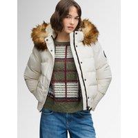 Superdry Womens Everest Hooded Padded Bomber Jacket - Off White