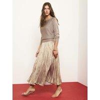 Mint Velvet Womens Metallic Pleated Midi Dress - Gold