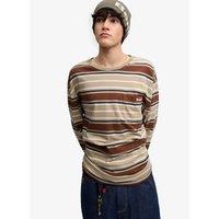 Superdry Mens Oversized Stripe Long Sleeve T-Shirt - Brown