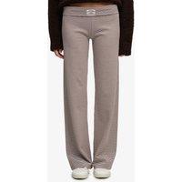 Superdry Womens Athletic Essentials Fold-Over Low Rise Jersey Trousers - Brown