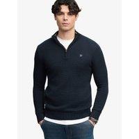 Superdry Mens Tipped Preppy Half Zip Jumper - Navy
