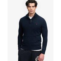 Superdry Mens Cotton Button Henley Jumper - Navy
