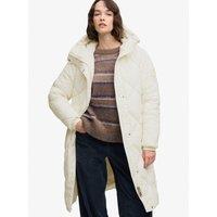 Superdry Womens Longline Diamond Quilted Hooded Jacket - White