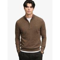 Superdry Mens Essential Lightweight Wool Blend 1/2 Zip Jumper - Brown