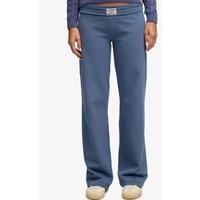 Superdry Womens Athletic Essentials Stripe Fold-Over Jersey Trousers - Navy