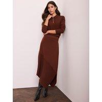 Mint Velvet Womens Asymmetric Knit Dress - Brown