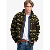 Superdry Mens Abstract Relaxed Fit Zip Through Fleece Jacket - Green