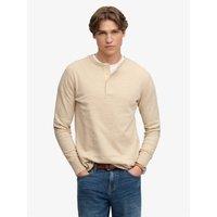 Superdry Mini Slub Waffle Long Sleeve Grandad Collar T-Shirt - Natural