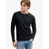 Superdry Mens Waffle Cotton Relaxed Fit Henley T-Shirt - Blue
