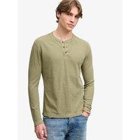 Superdry Mens Waffle Henley Regular Fit Long Sleeve T-Shirt - Light Khaki