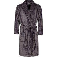 Heat Holders Mens Plush Fleece Shawl Collar Dressing Gown - Antique Silver