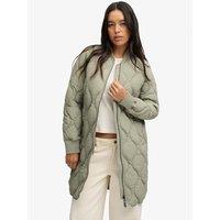 Superdry Womens Onion Quilt Relaxed Fit Longline Jacket - Green