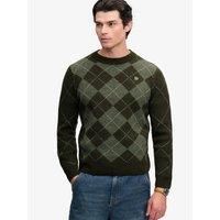 Superdry Mens Argyle Relaxed Fit Wool Blend Jumper - Green