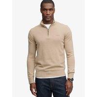 Superdry Mens Prep Essential Half Zip Jumper - Beige