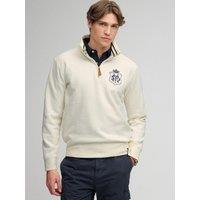 Superdry Mens Gothic Varsity Relaxed Fit Half Zip Sweatshirt - Cream