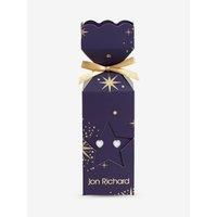 Jon Richard Navy Xmas Cracker - Silver Bezel Heart Stud Earrings