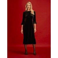 Finery Womens Scarlett Velvet-Look Midi Dress - Black