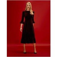 Finery Womens Scarlett Velvet Zebra Midi Dress - Burgundy