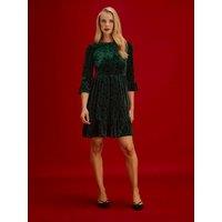 Finery Womens Cammie Jersey Velvet Tiered Dress - Green