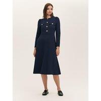 Finery Womens Gilly Stretch Ponte Gold Button Midi Dress - Navy
