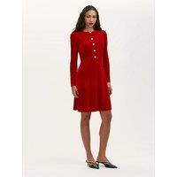 Finery Womens Rae Velvet Touch Stretch Fit & Flare Dress - Red