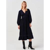 Ghost Womens Gracie Wrap V-Neck Midi Dress - Blue