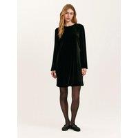 Finery Womens Hattie Velvet-Look Shift Round Neck Dress - Black
