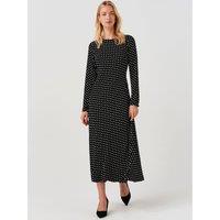 Ghost Womens Scarlett Spot Print Long Sleeve Midi Dress - Black