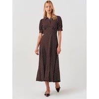 Ghost Womens Wilma Spot Puff Sleeve Dress - Burgundy