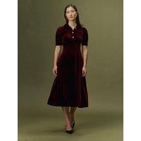 Ghost Womens Wilma Pearl Button Velvet Jersey Dress - Purple
