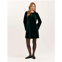 Finery Womens Hattie Velvet-Look Stretch Long Sleeve Dress - Green