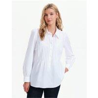 Finery Womens Mimi Pintuck Stretch Button-Through Shirt - White