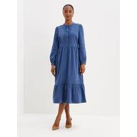 Finery Womens Cristina Tiered Hem Cotton Midi Dress - Blue