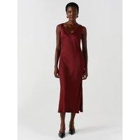 Ghost Womens Palm Bias-Cut Scoop Neck Midi Dress - Burgundy