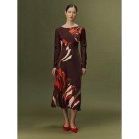 Ghost Womens Gigi Linear Floral Midi Dress - Purple