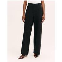 Finery Womens Kenzie Wide Leg Stretch Ponte Trousers - Black