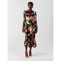 Ghost Womens Holly V-Neck Floral Long Sleeve Dress - Black