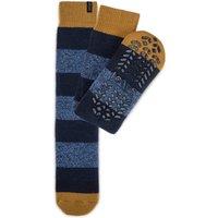 Totes Mens Original Thermal Brushed Grippy Slipper Socks - Blue