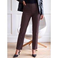 Roman Womens Petite Stretch Pull-On Slim Leg Trousers - Brown