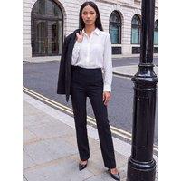 Roman Womens Petite Pintuck Full Length Trousers - Black