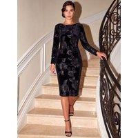 Roman Womens Cornelli Velvet Shift Dress - Black