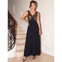 Roman Womens V-Neck Sequin Maxi Dress - Gold