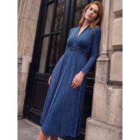 Roman Womens Ruched Midi Dress - Blue